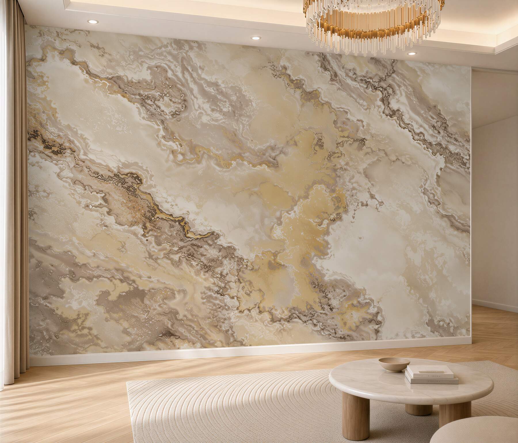 Papier peint vagues floues en marbre brun clair