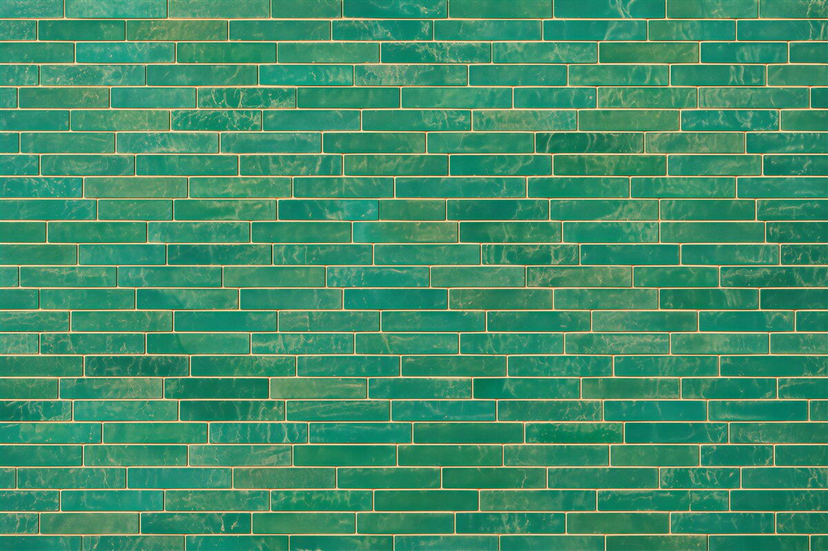 Papier peint mur en briques peint en vert
