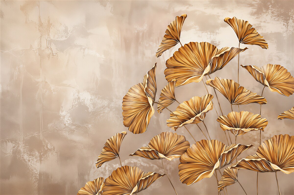 Papier peint fleurs d'automne sous la pluie