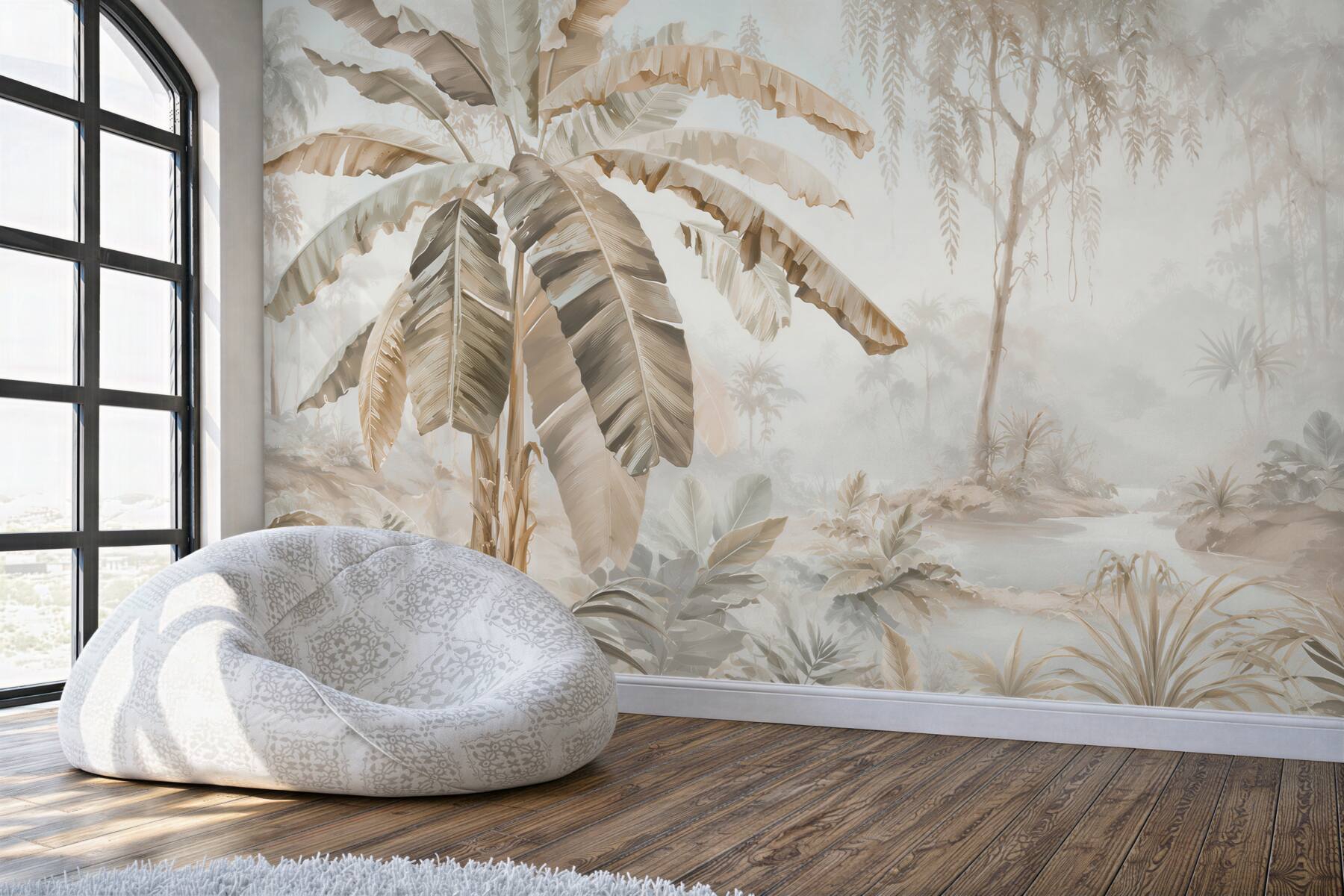 Papier peint côte paradisiaque avec palmiers