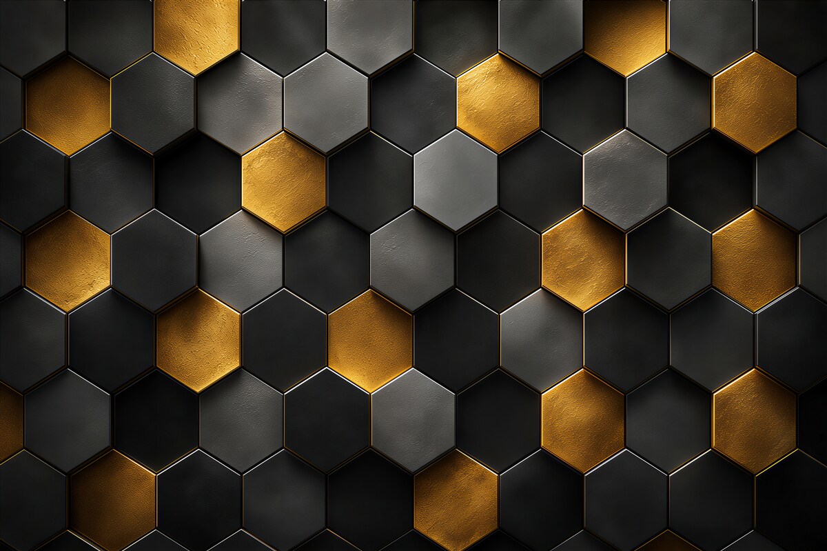 Papier peint imitation de nid d'abeille avec de l'or