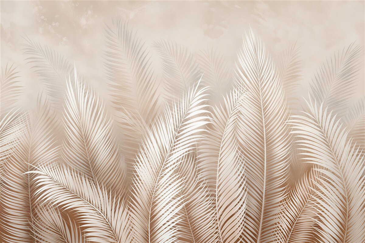 Papier peint feuilles de palmier dans des tons beiges