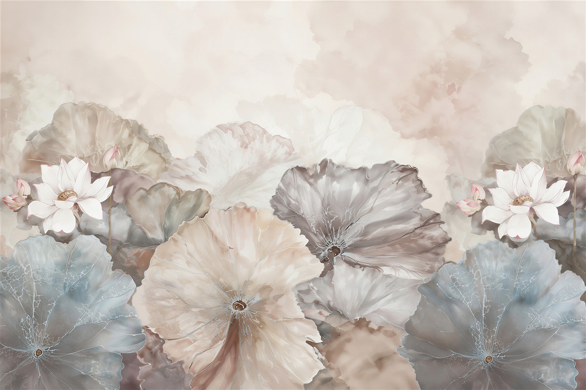 Papier peint feuilles tropicales sous la pluie