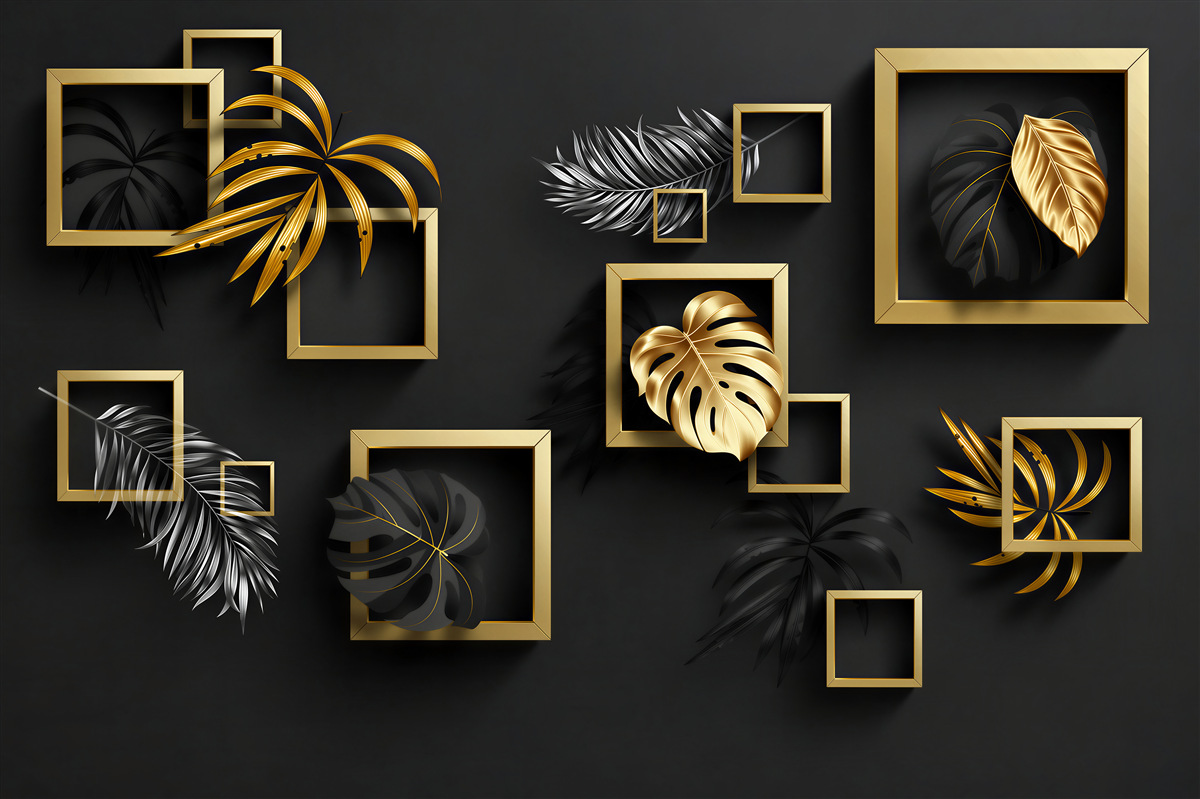 Papier peint plantes tropicales dans un cadre