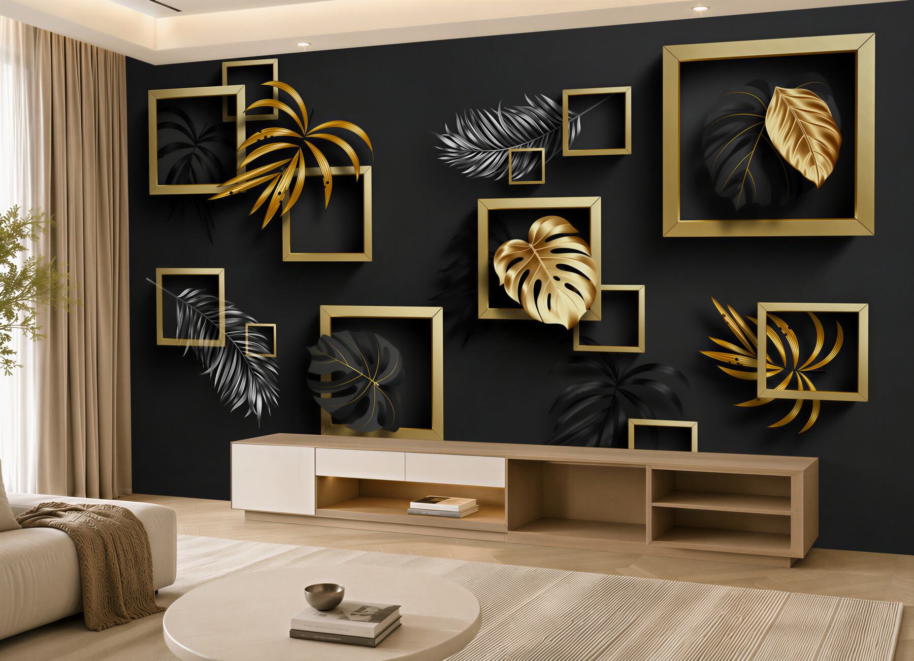 Papier peint plantes tropicales dans un cadre
