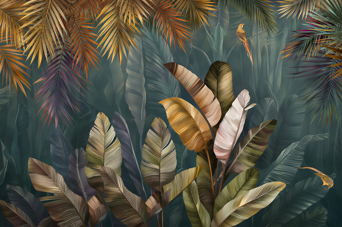 Papier peint énormes feuilles tropicales