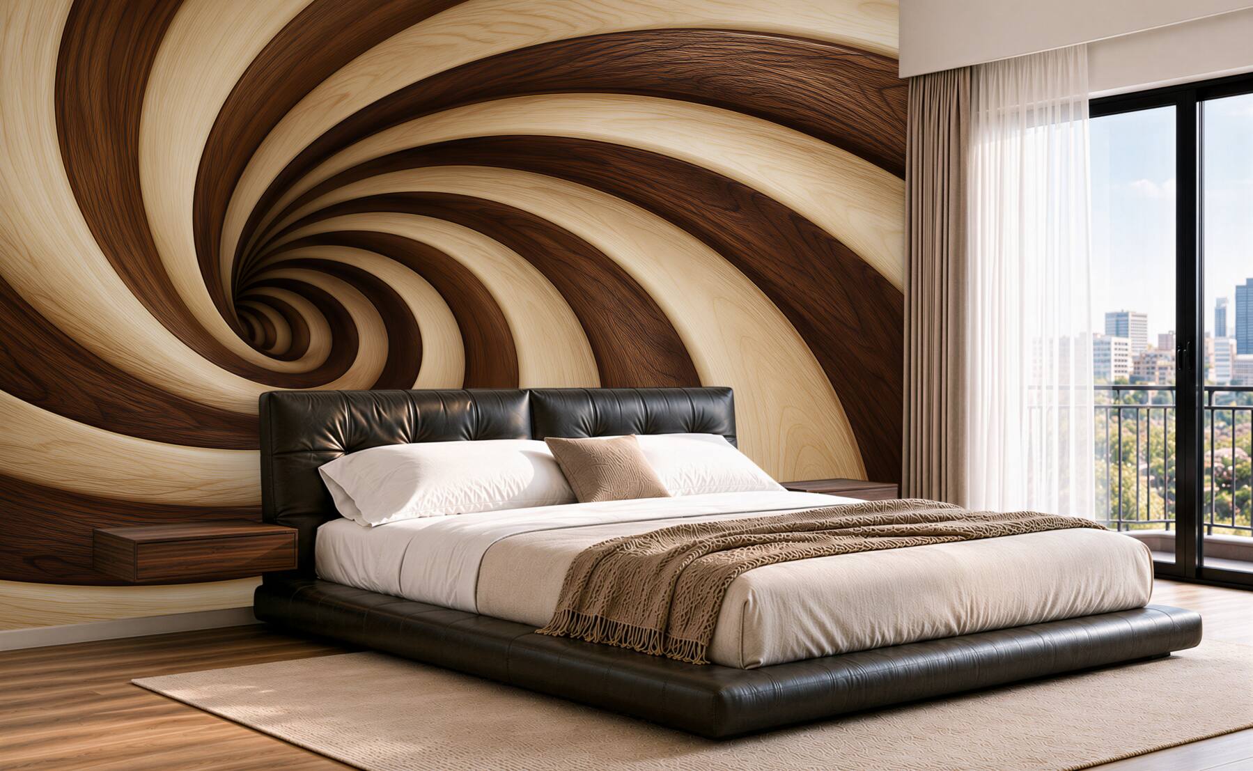 Papier peint tunnel en chocolat en spirale