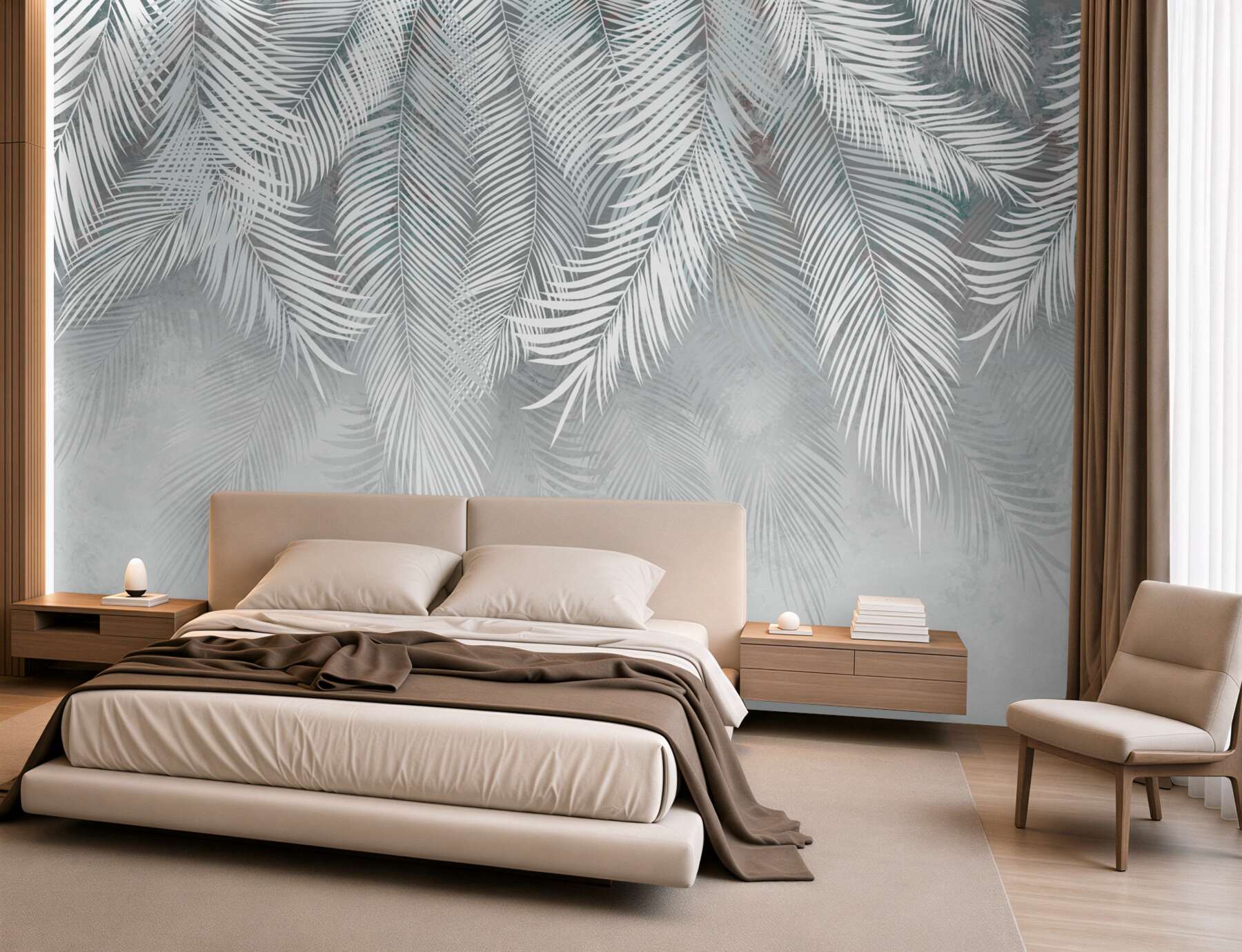 Papier peint plumes blanches suspendues