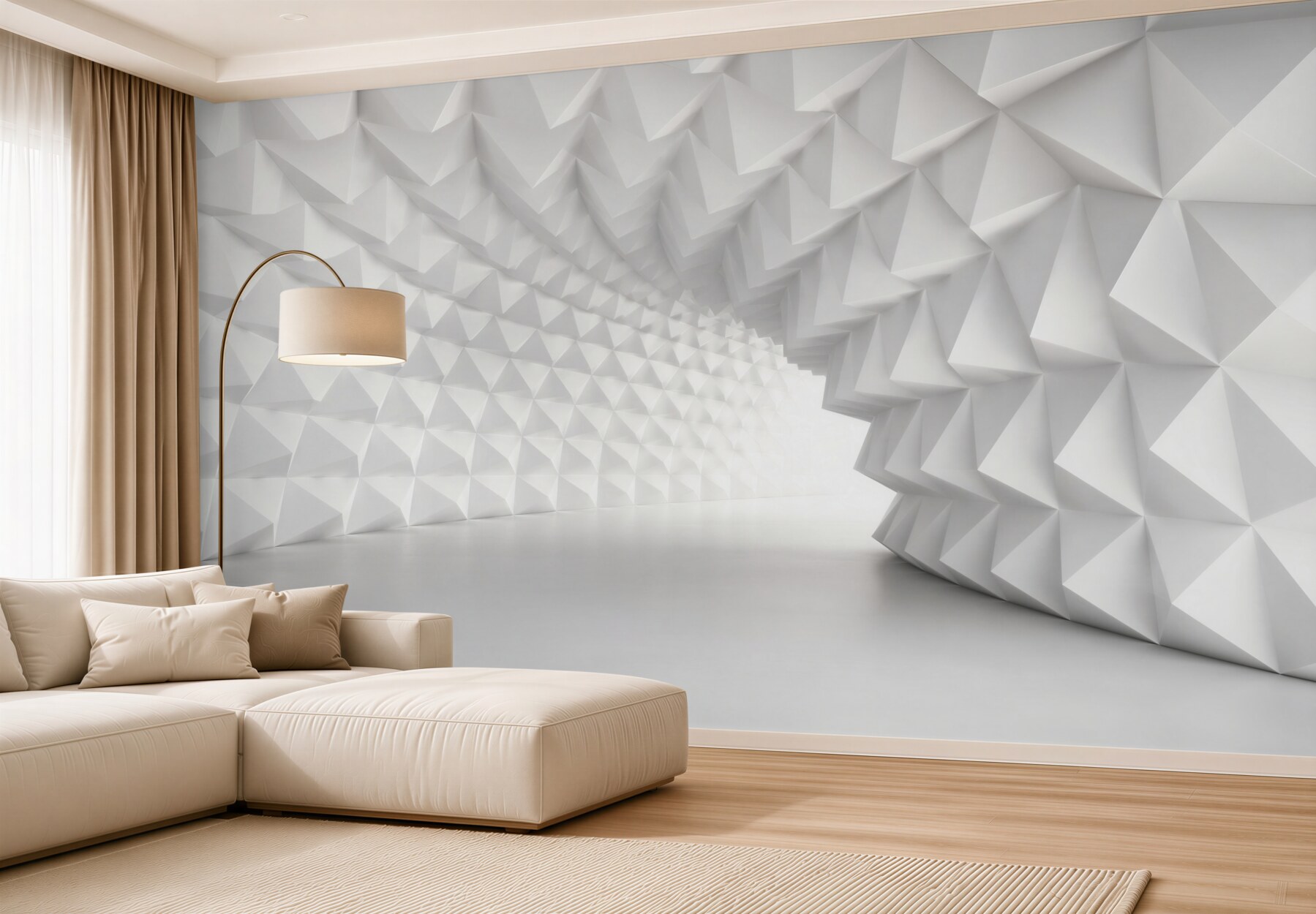 Papier peint couloir d'un tunnel blanc