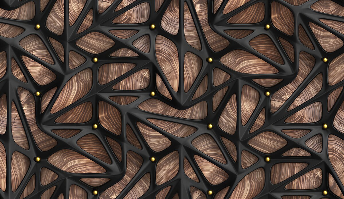 Papier peint motif noir sur fond en bois
