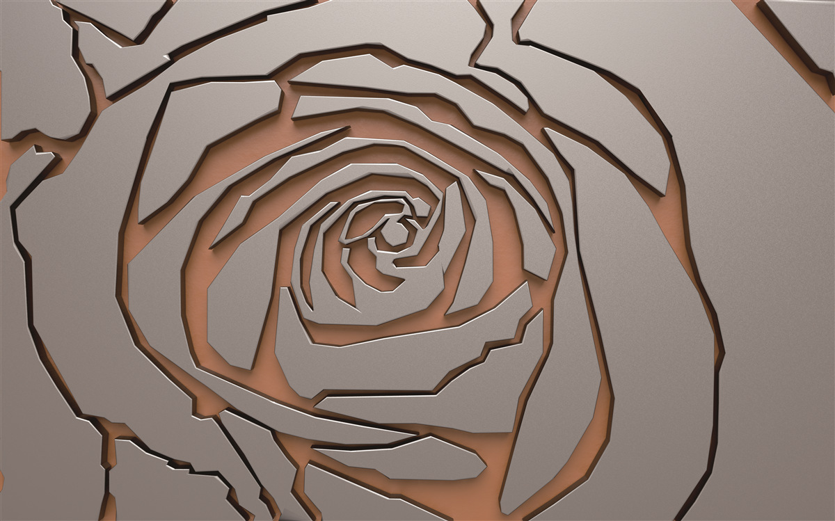 Papier peint grande rose sculptée sur le mur