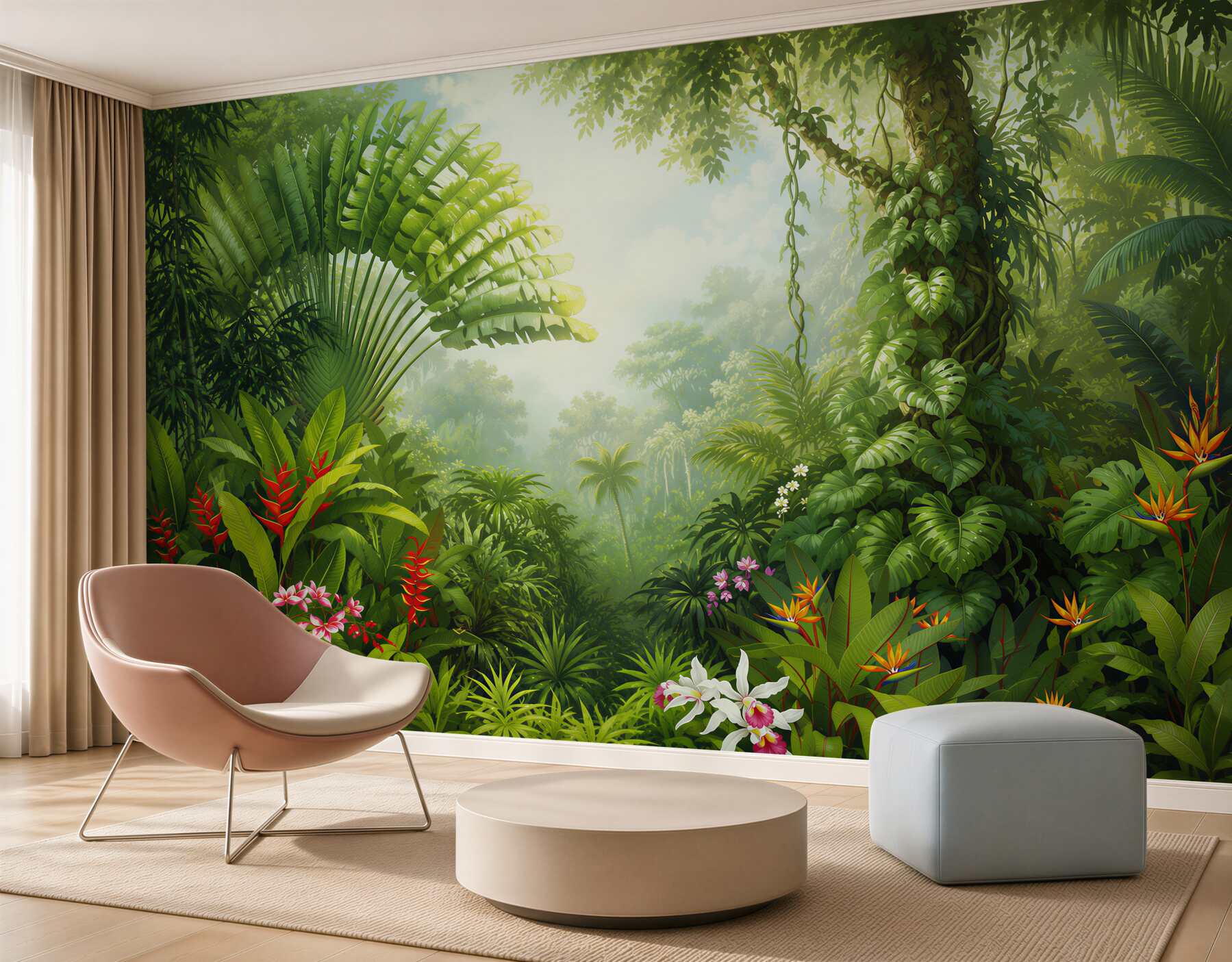 Papier peint belle et mystérieuse jungle tropicale