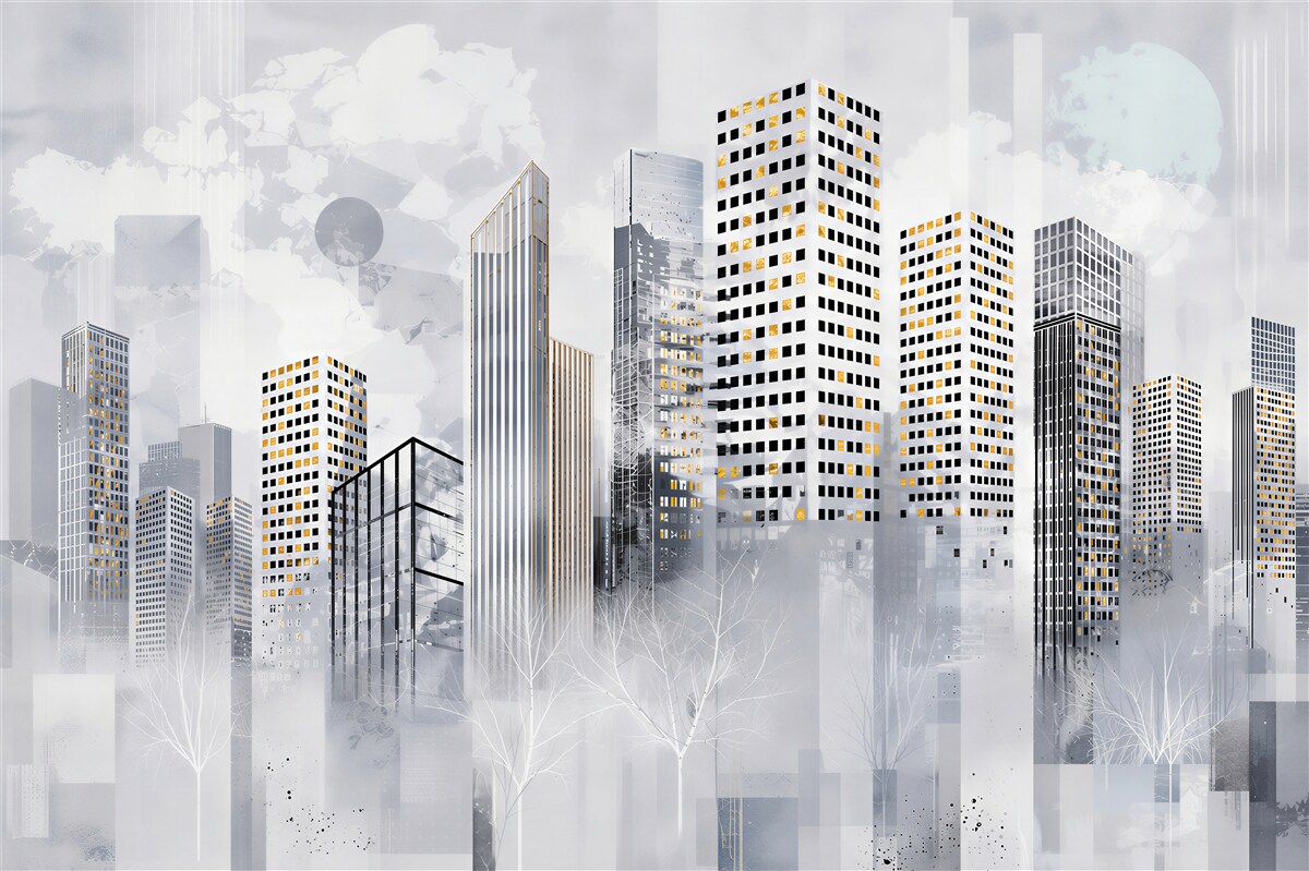 Papier peint ville dessinée à la main