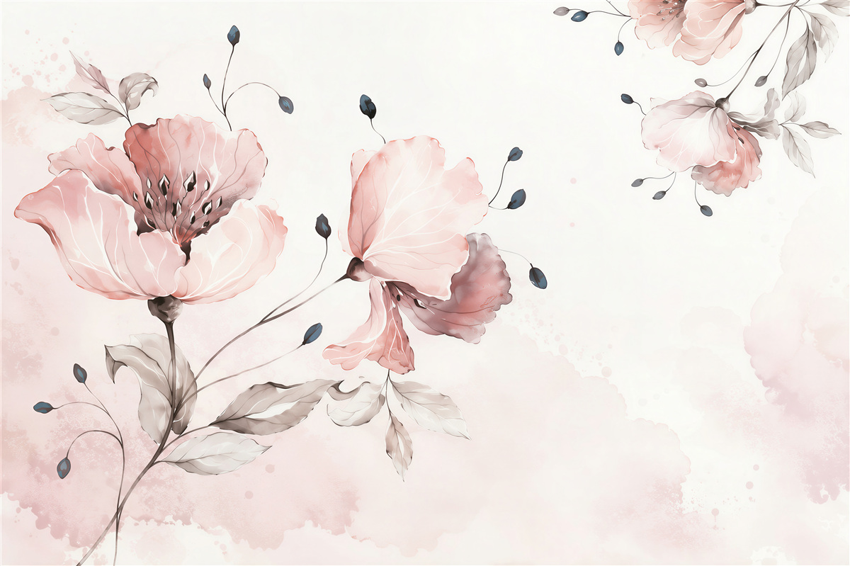 Papier peint fleurs délicates se balançant dans le vent