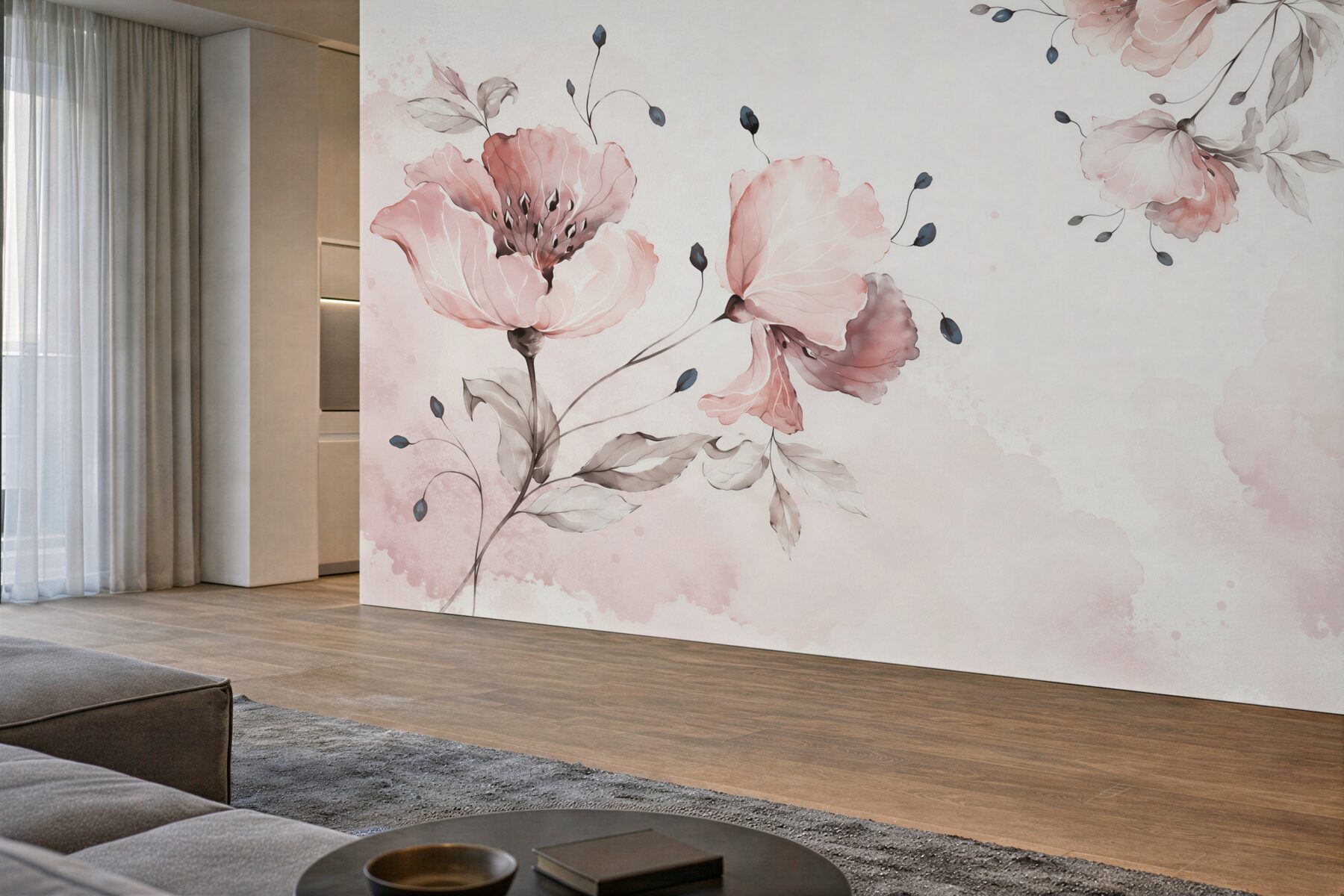 Papier peint fleurs délicates se balançant dans le vent