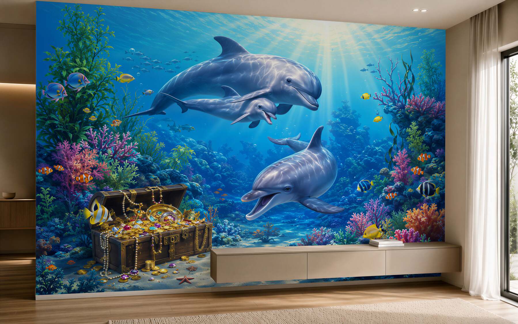Papier peint Dauphins ont trouvé un trésor