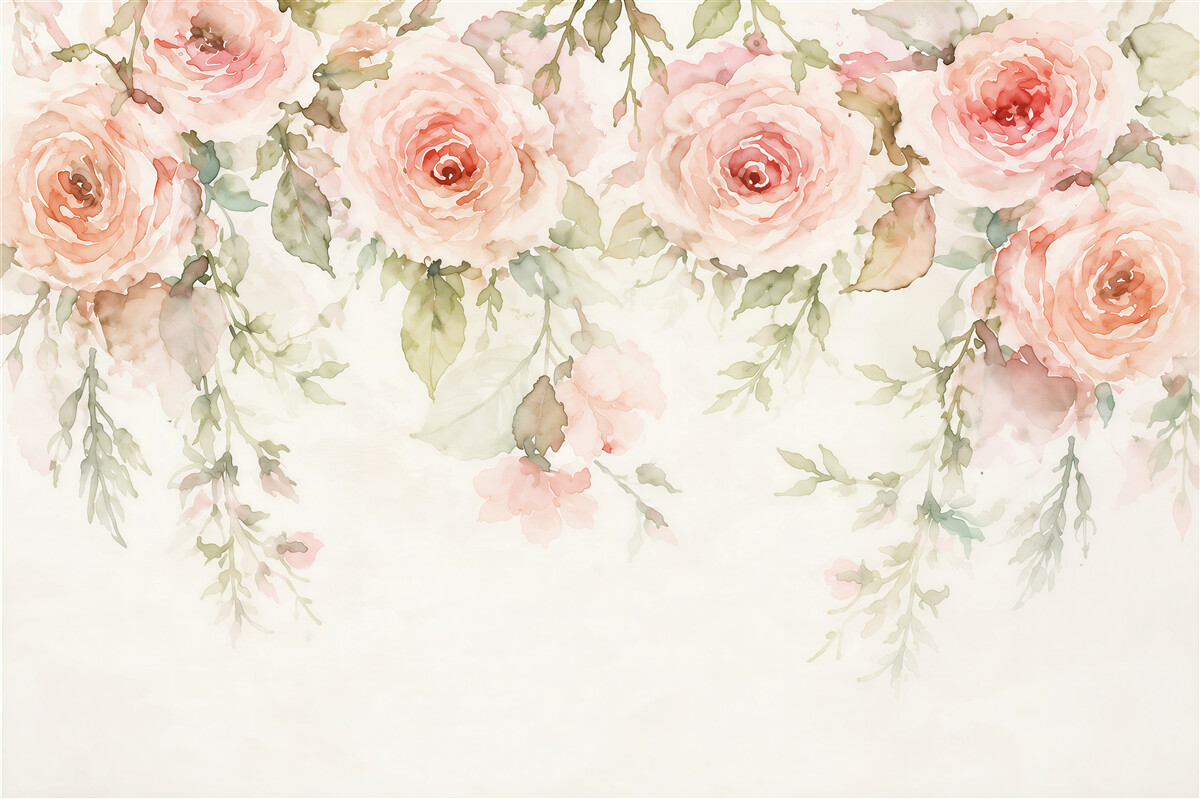 Papier peint énormes boutons roses suspendus