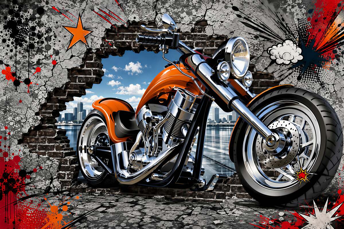 Papier peint graffiti sur moto