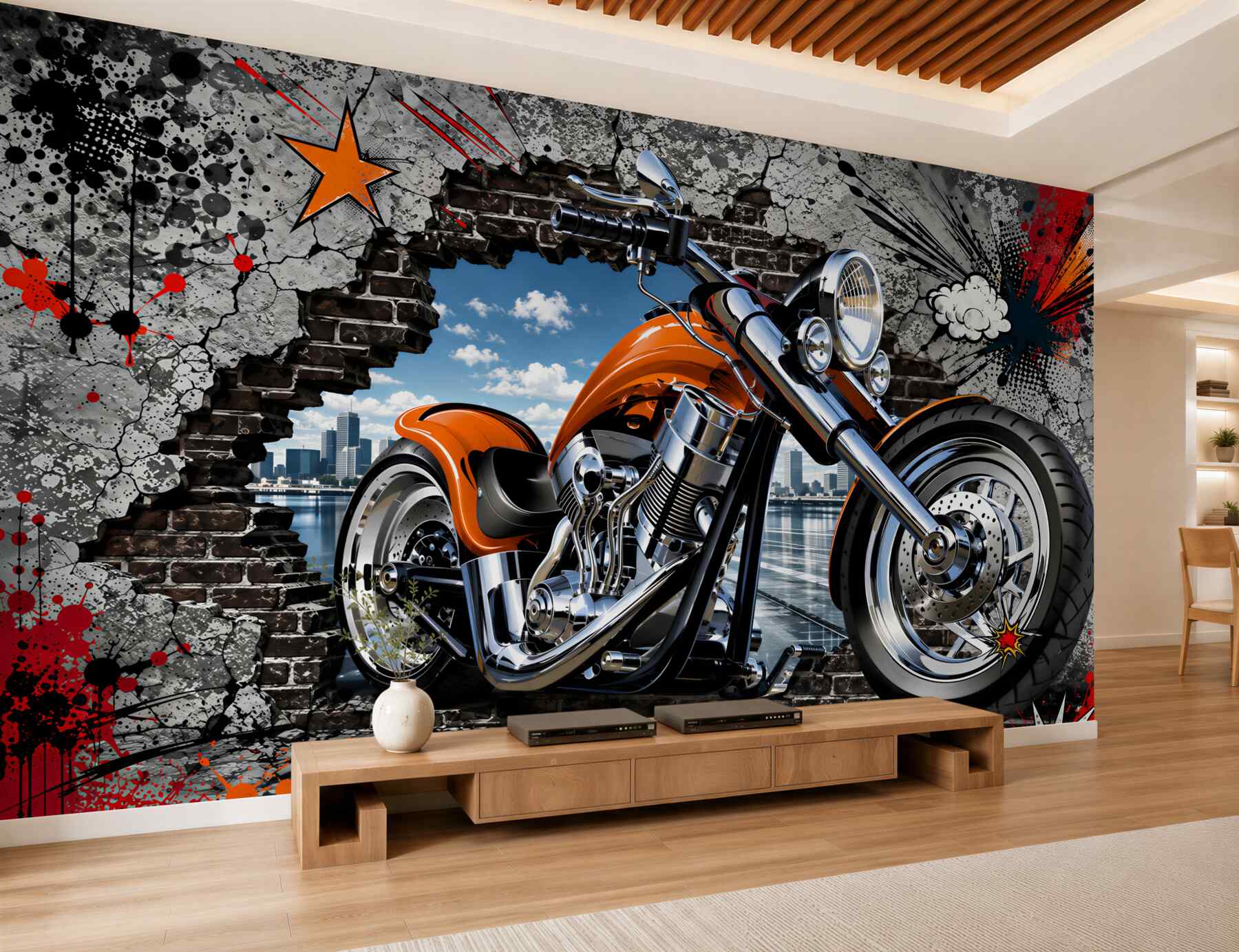 Papier peint graffiti sur moto