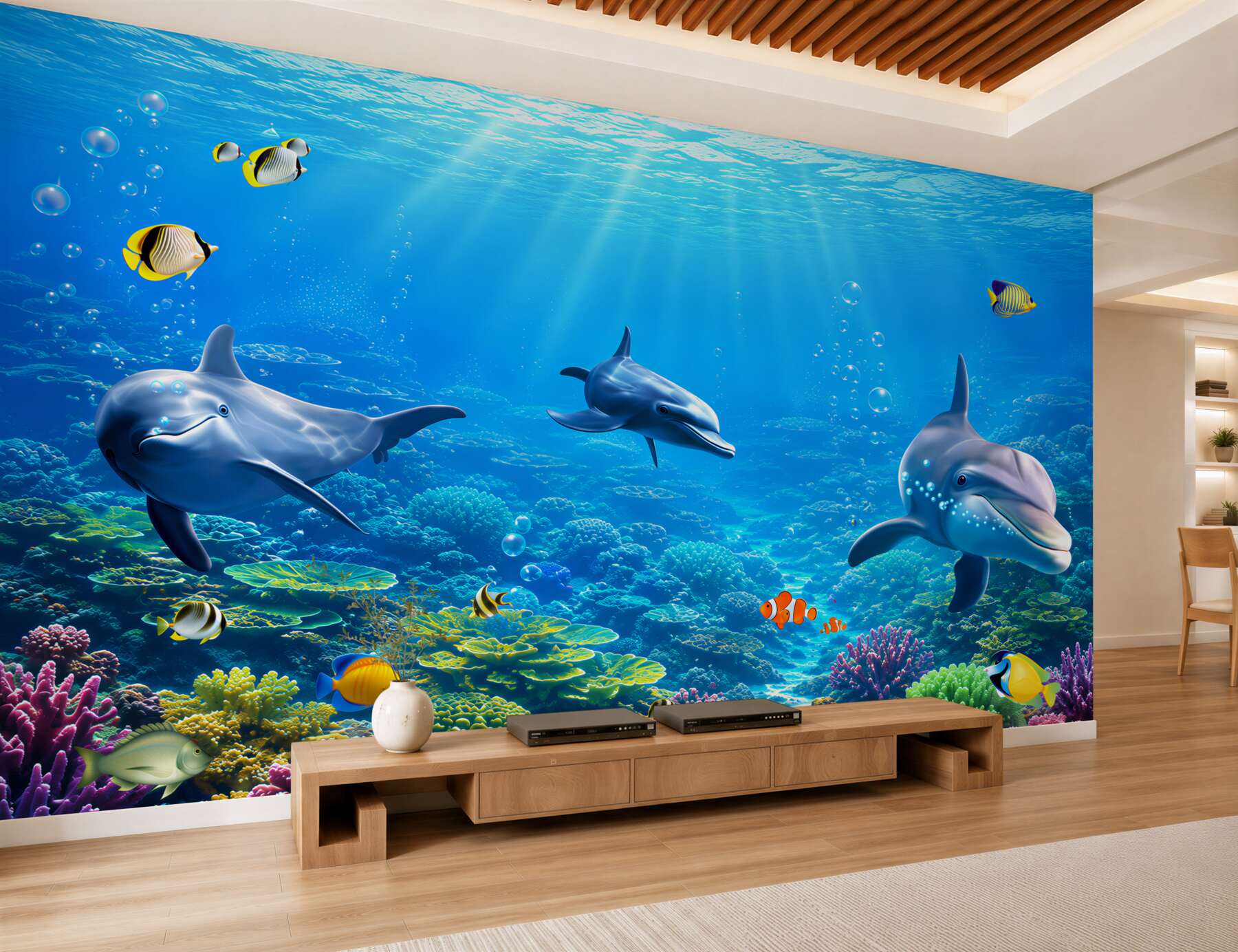 Papier peint Dauphins dans l'aquarium