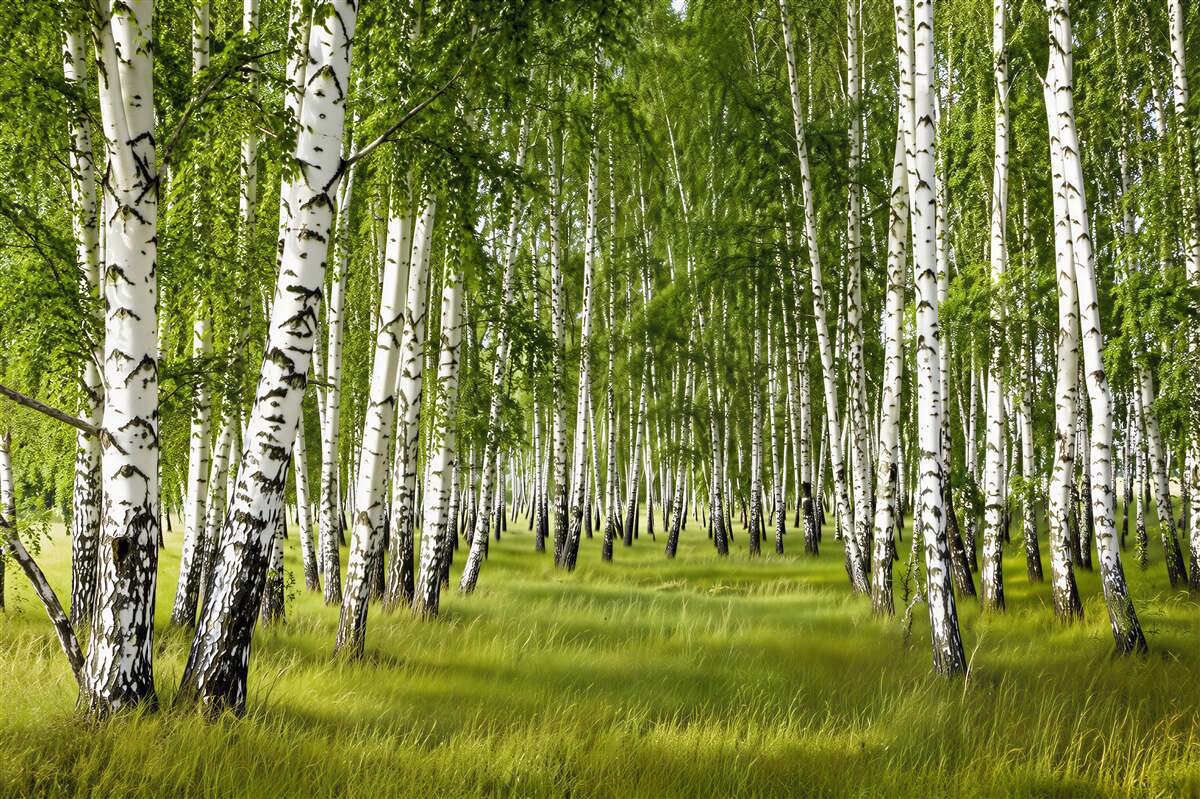 Papier peint bosquet de bouleaux