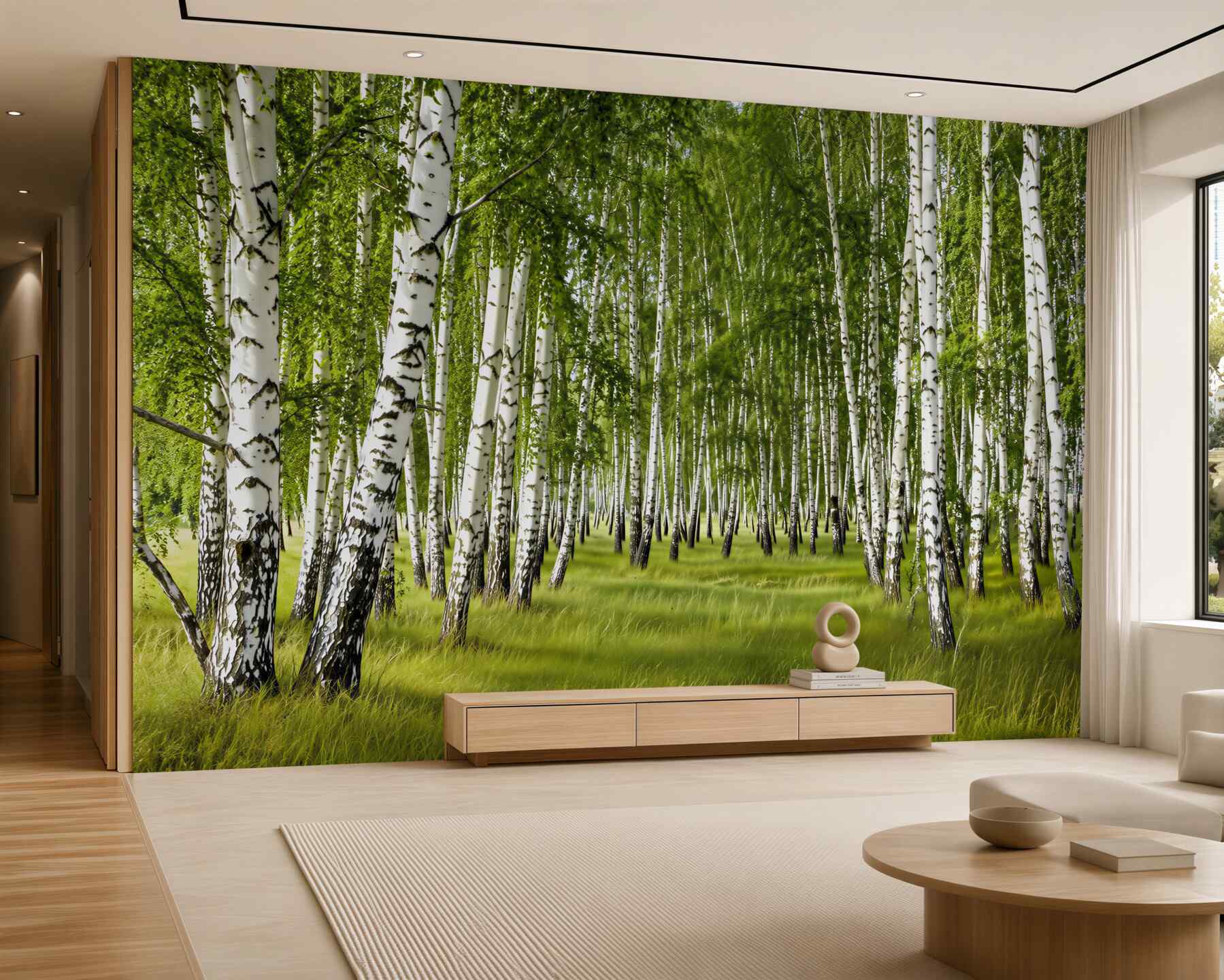 Papier peint bosquet de bouleaux