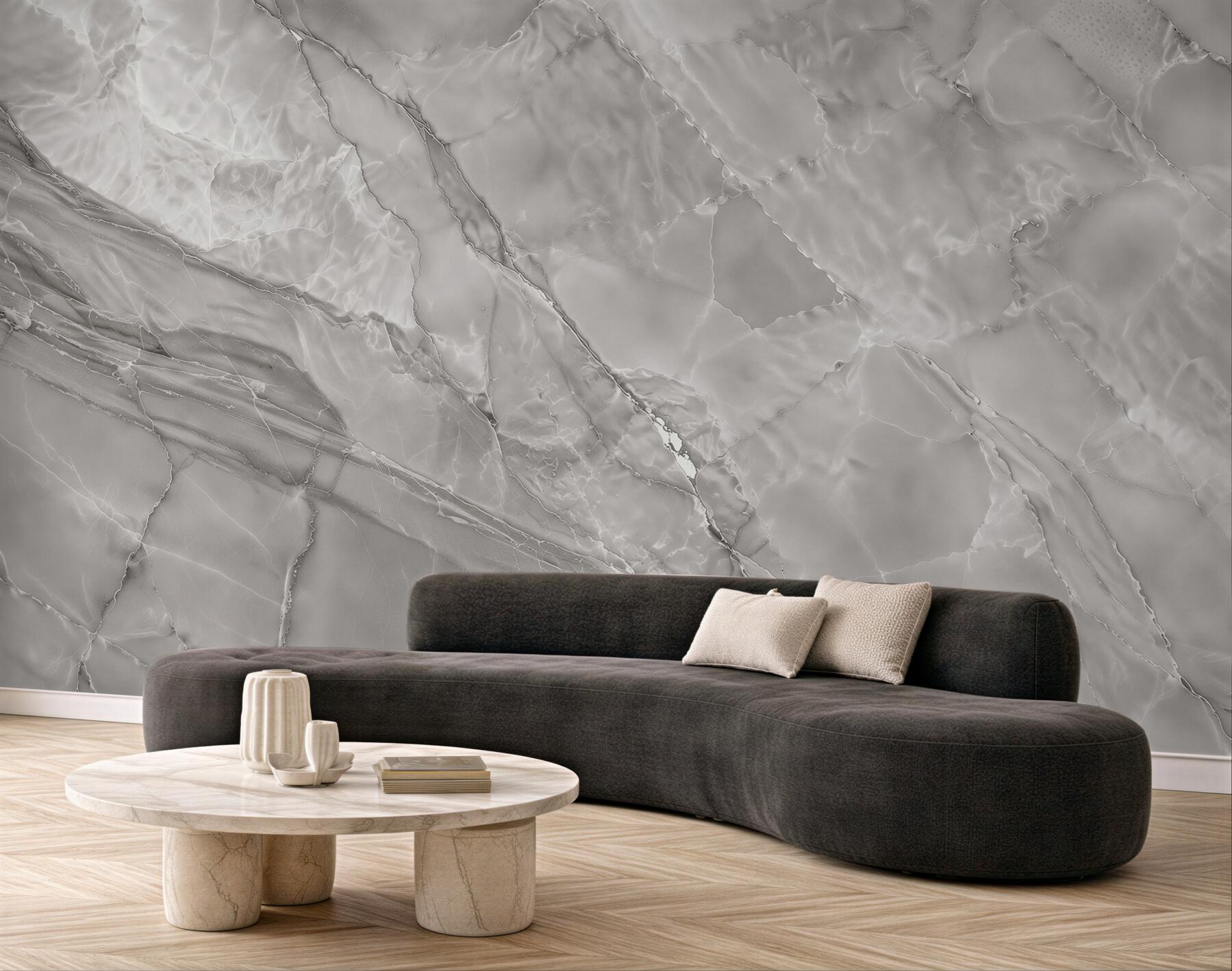 Papier peint marbre gris