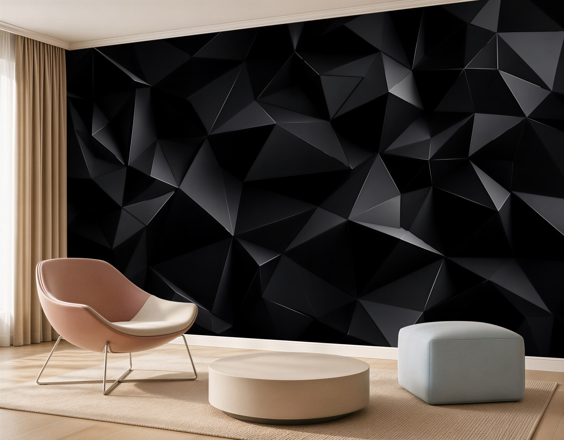 Papier peint mur noir en 3D