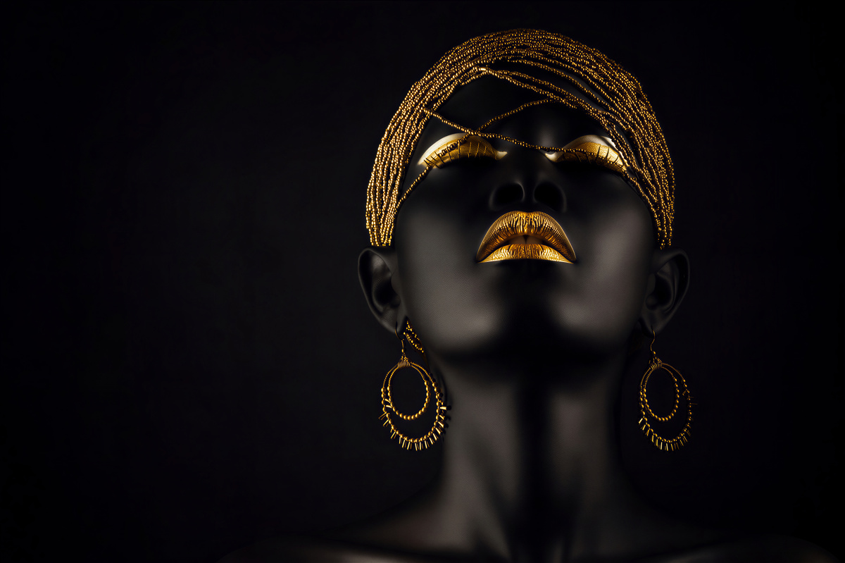 Papier peint femme avec de l'or