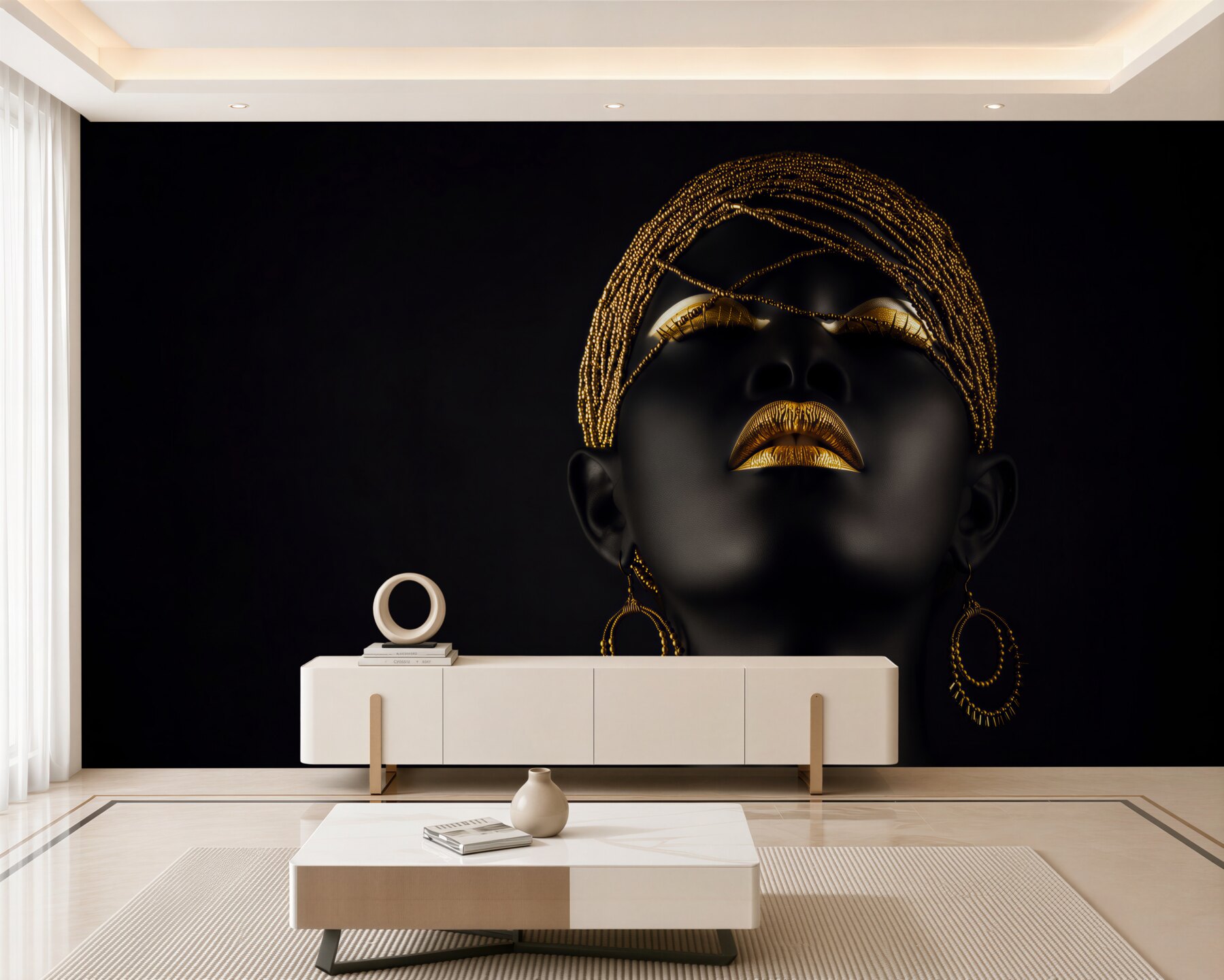 Papier peint femme avec de l'or