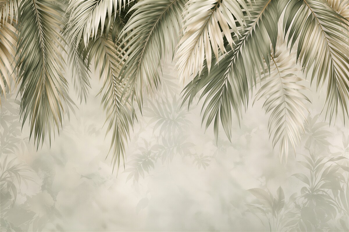 Papier peint feuilles menthe