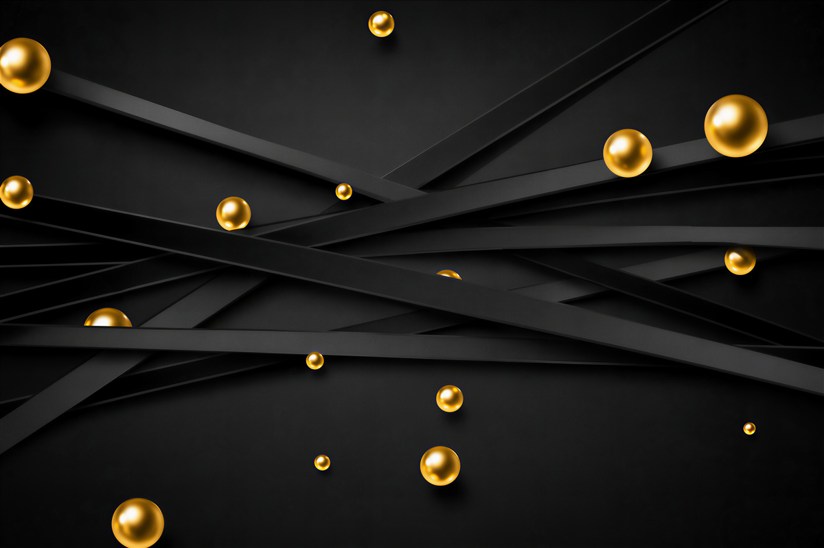 Papier peint cercles dorés sur le mur