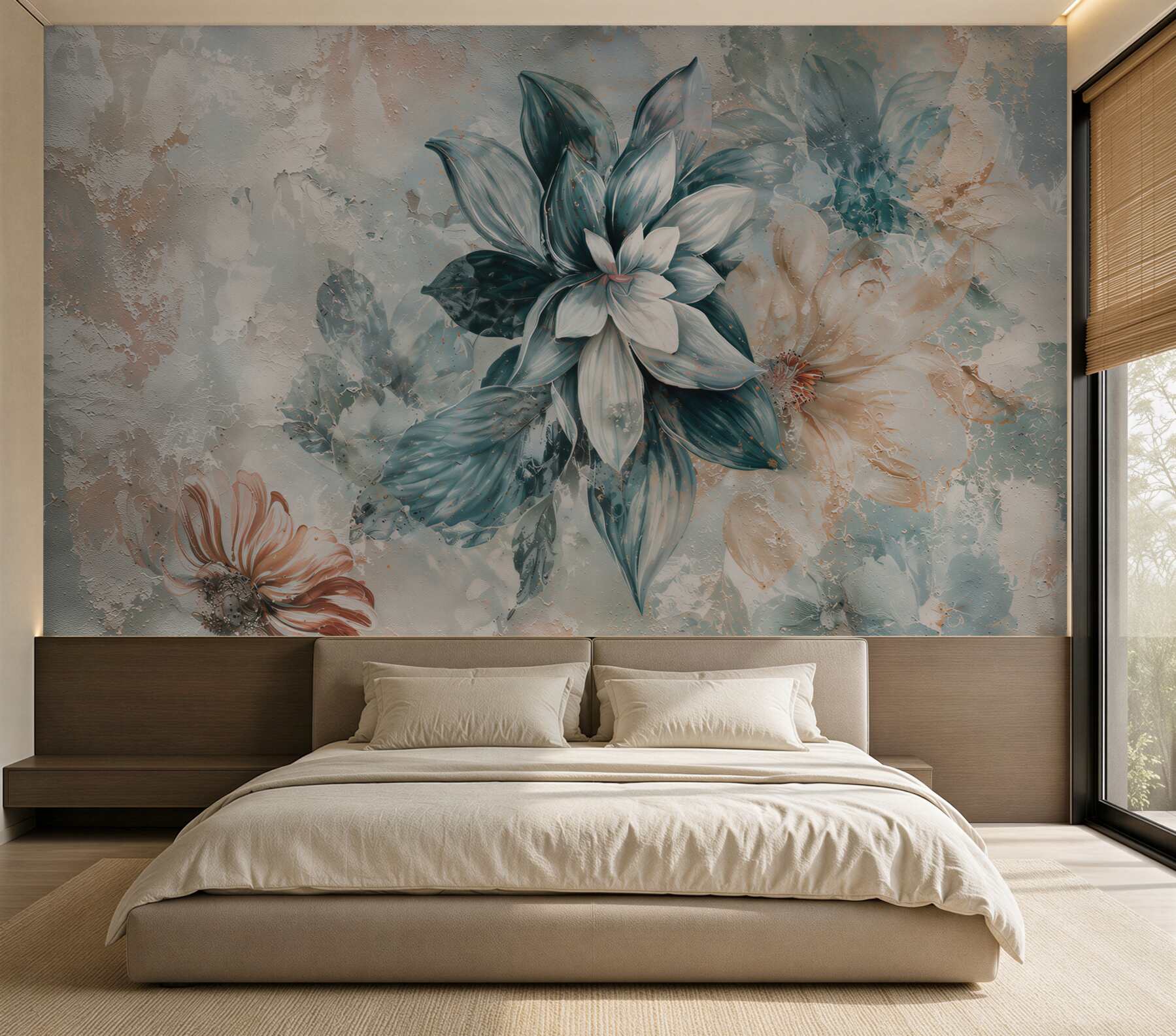 Papier peint fleurs dans un style vintage