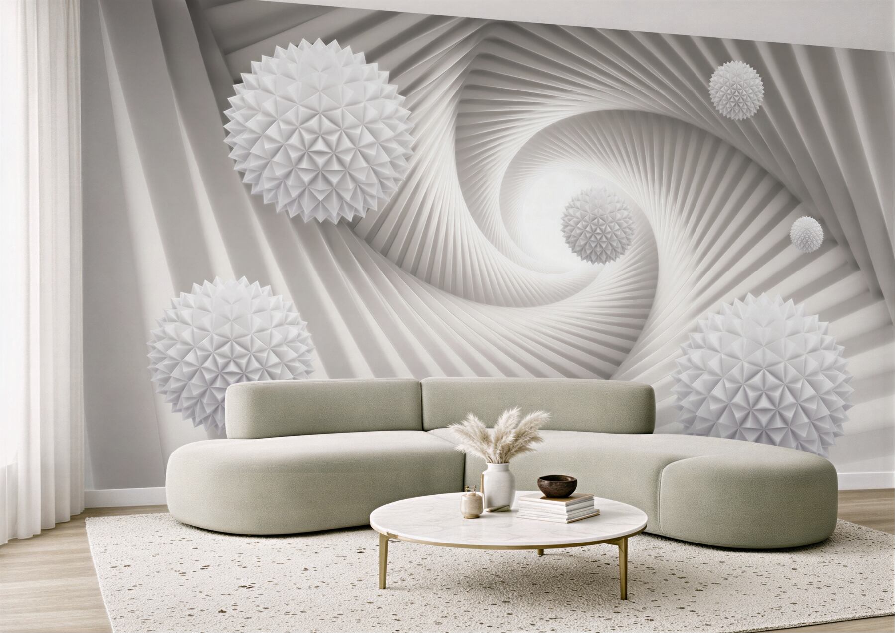 Papier peint boules épineuses en vol