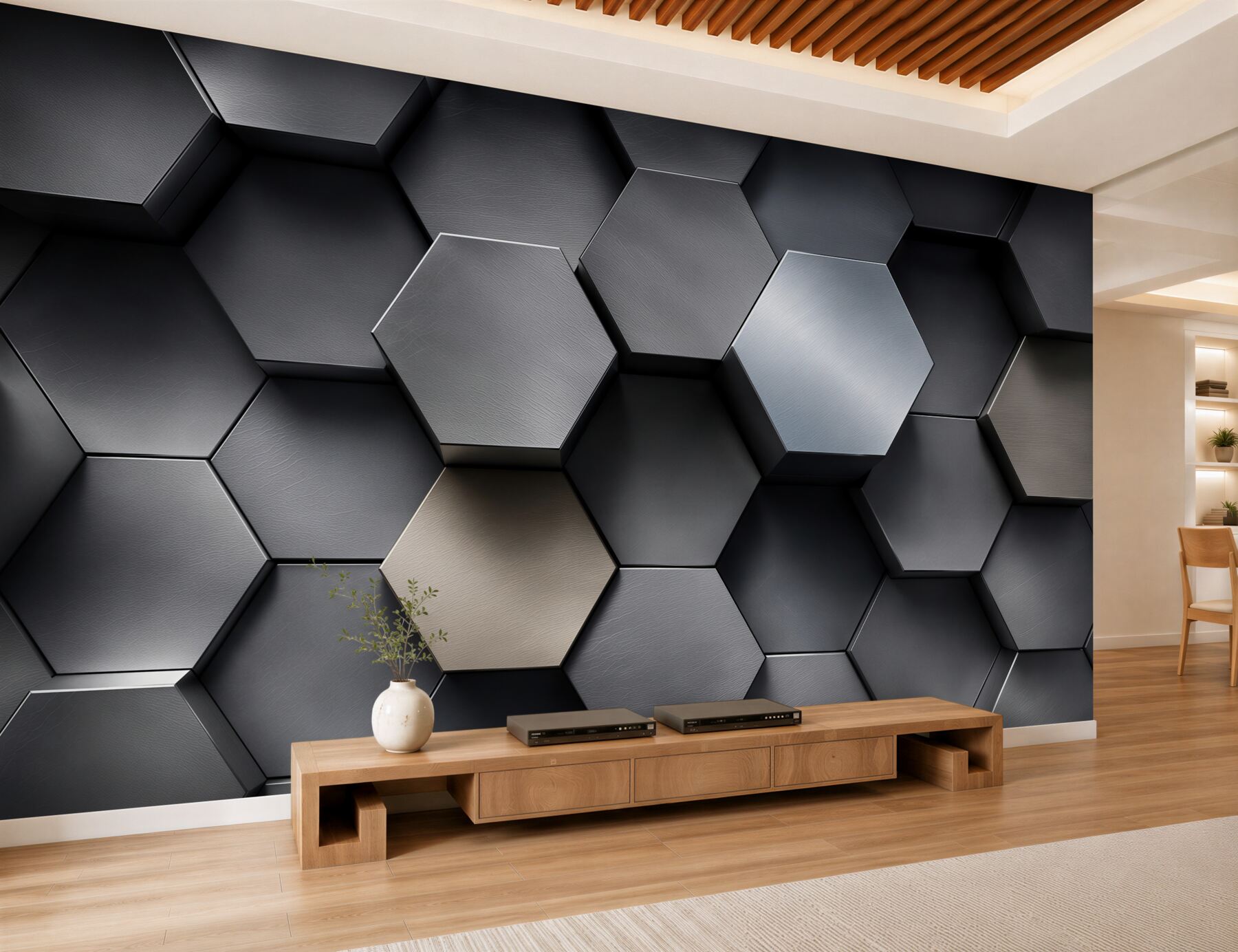 Papier peint ultra-volumineux hexagones