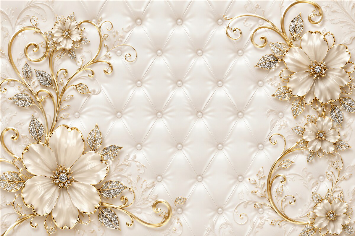 Papier peint magnifiques fleurs dorées