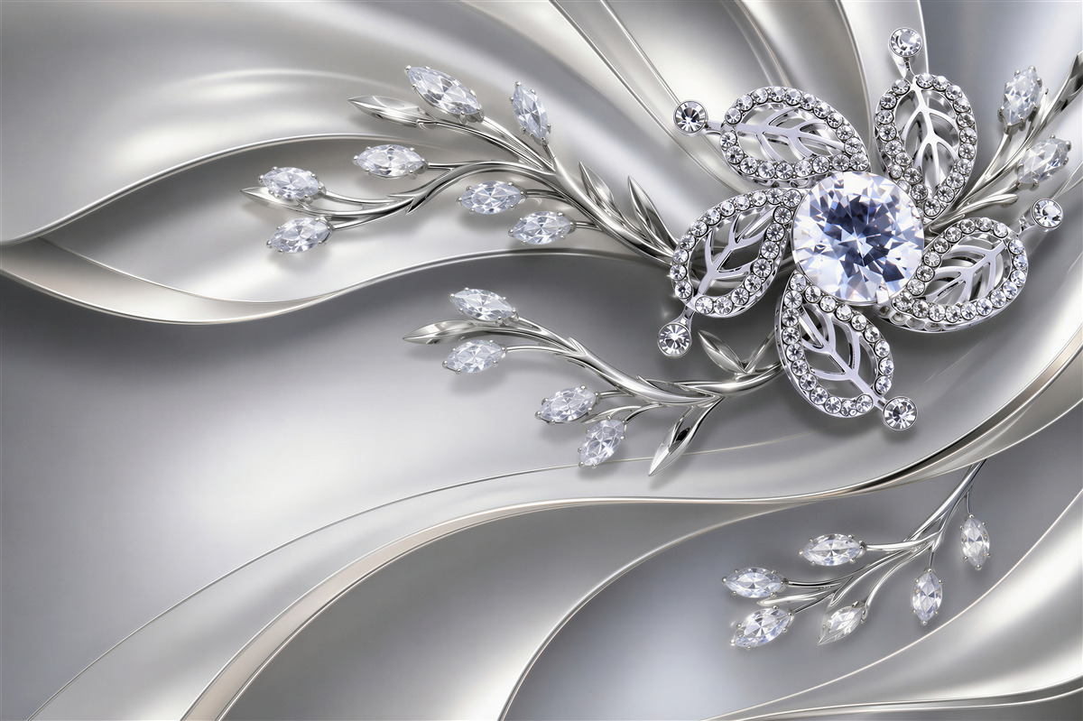 Papier peint fleurs en diamant