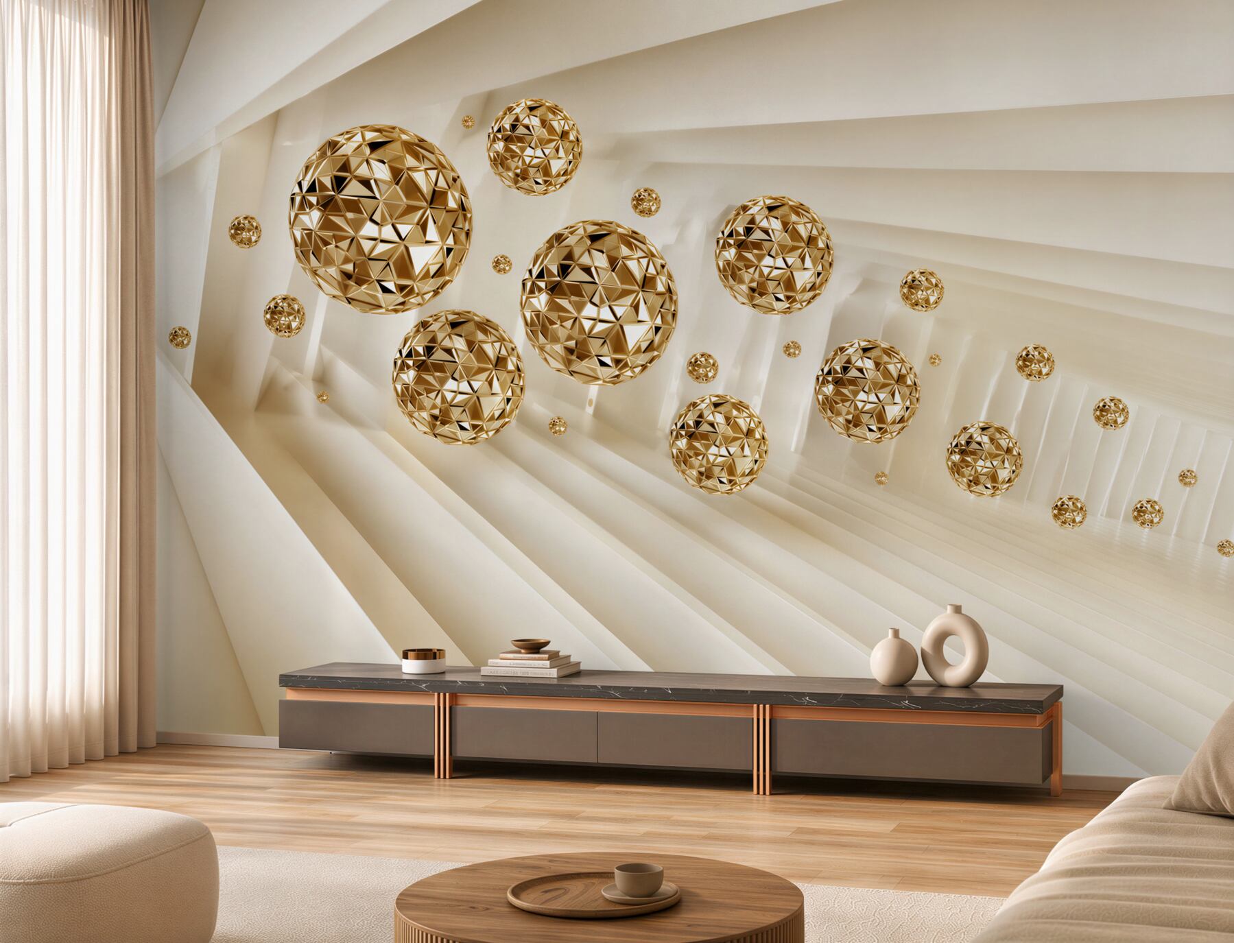 Papier peint BOULES D'OR