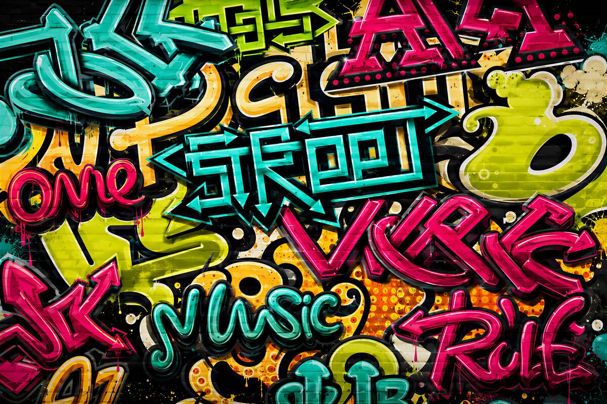Papier peint lettres dans le style graffiti