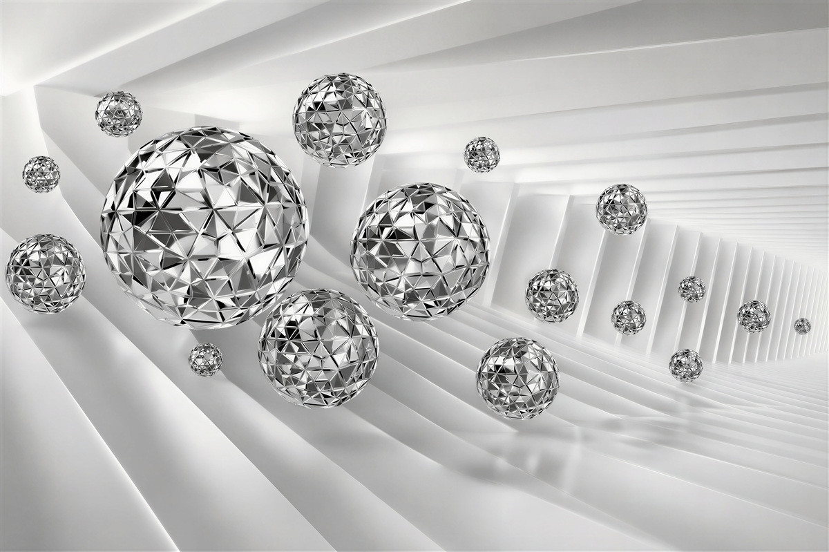 Papier peint diamants flottants en forme de sphère