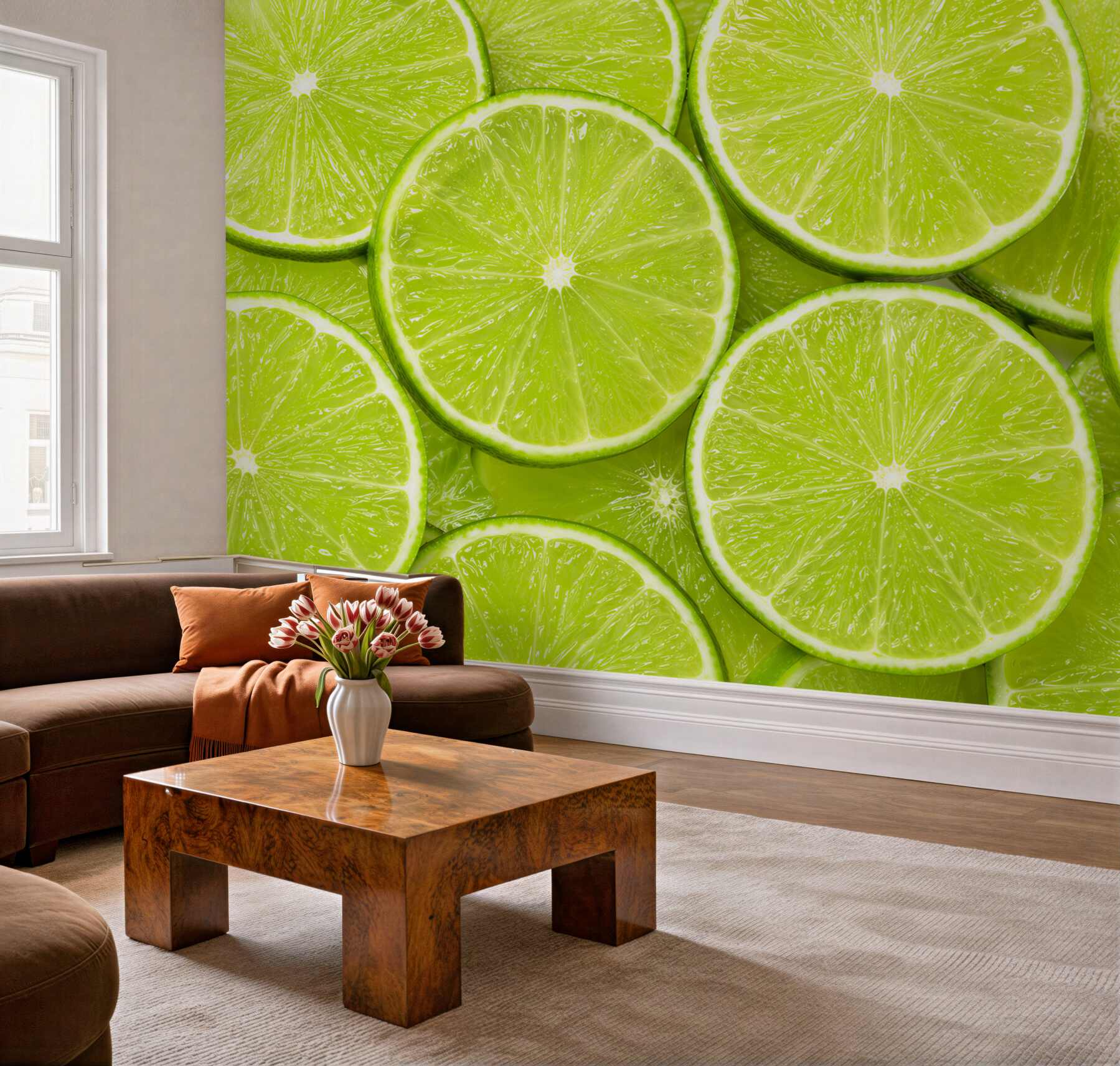 Papier peint tranches de lime mûre