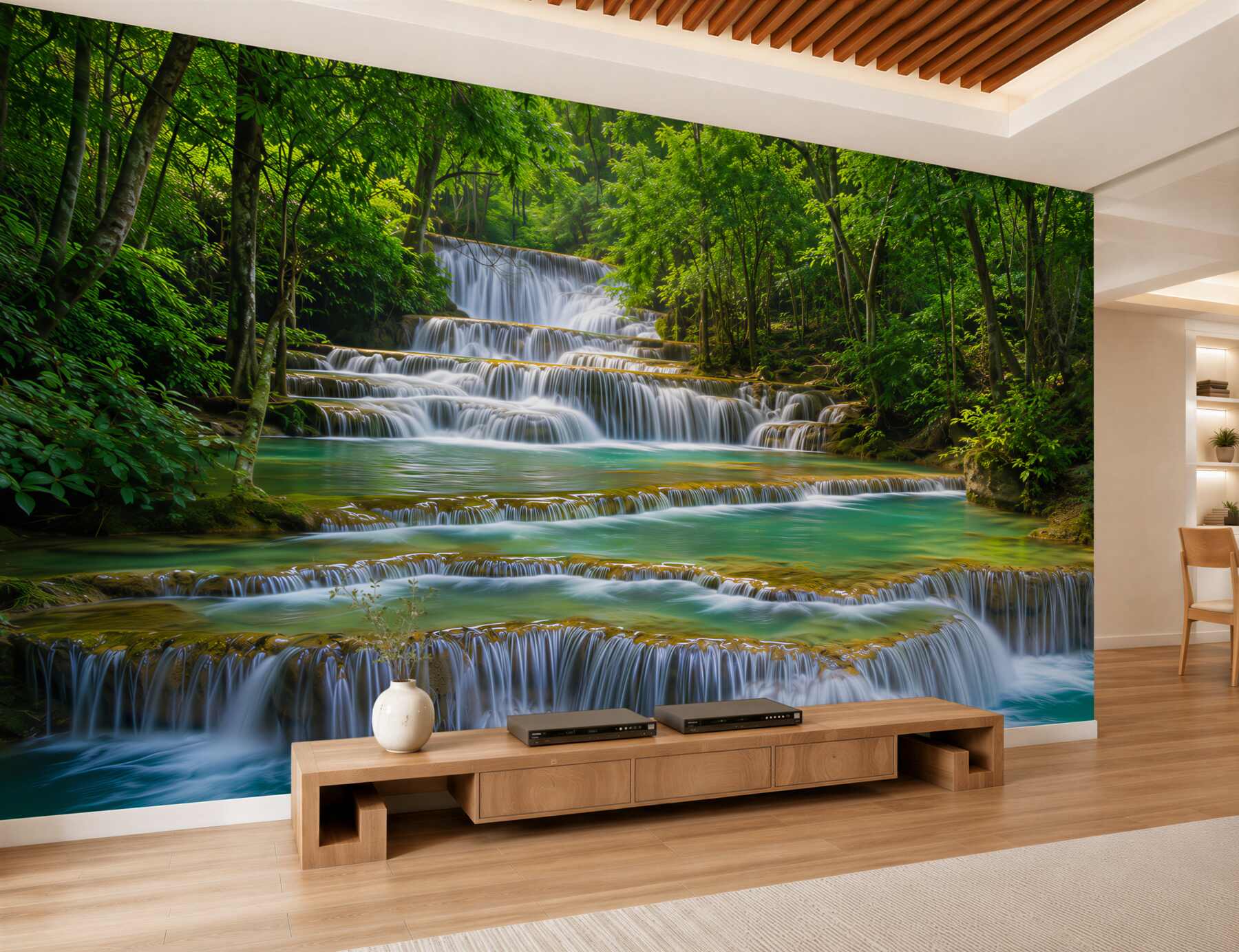 Papier peint grande cascade avec eau azur