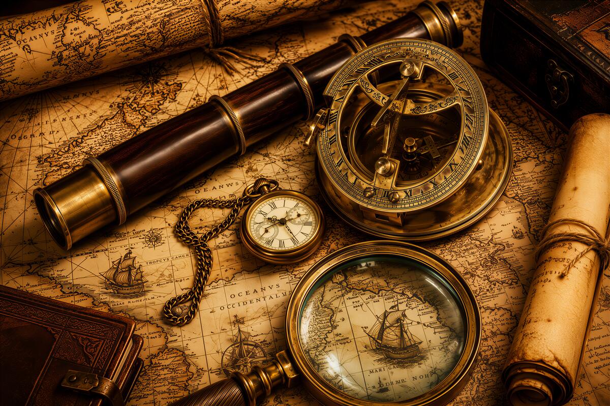 Papier peint Compas et autres attributs de navigation maritime