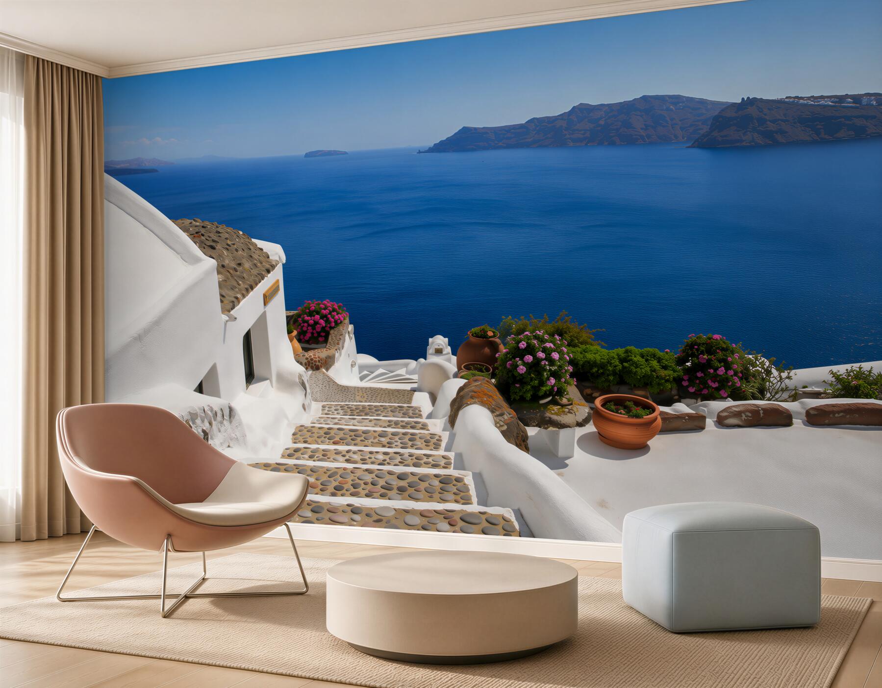 Papier peint Marches vers la mer et le port de Grecia