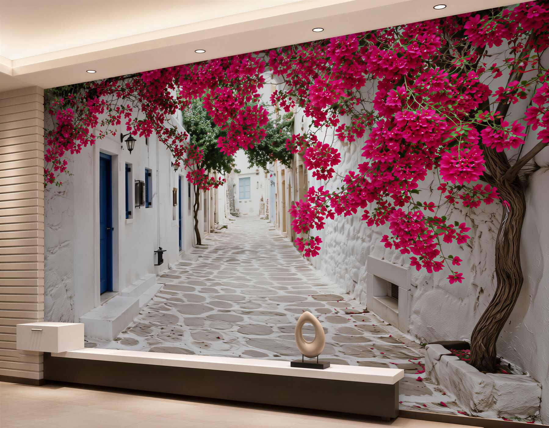 Papier peint Des buissons denses pendent des murs de rue