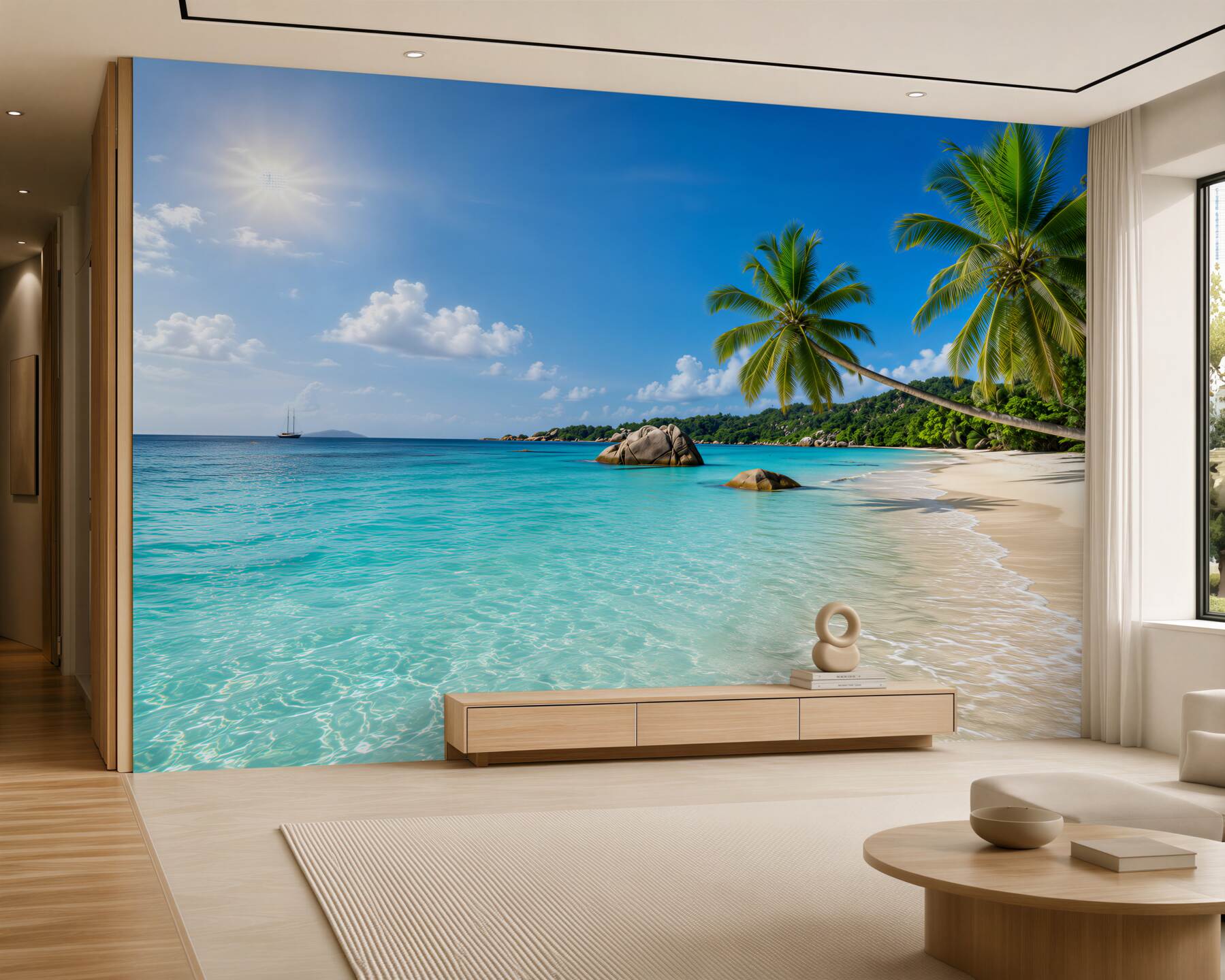 Papier peint Eau bleue près d'une plage tropicale