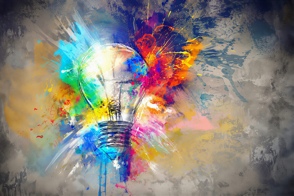 Papier peint ampoule aux couleurs vives
