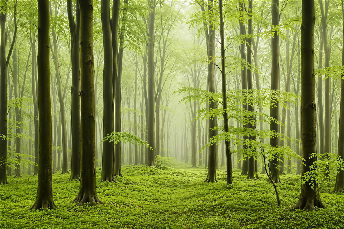 Papier peint arbres dans une forêt dense