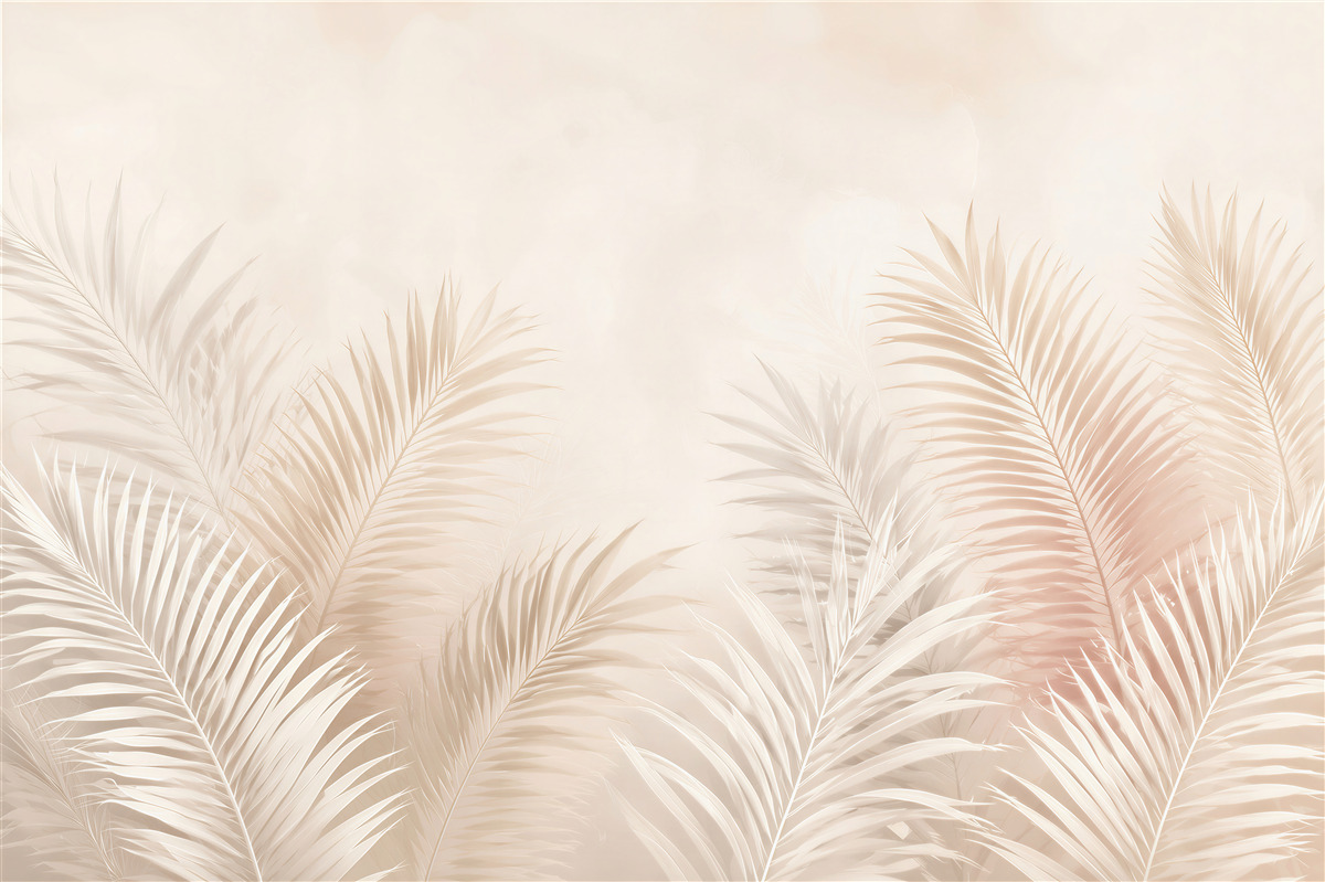 Papier peint feuilles de palmier sur fond clair