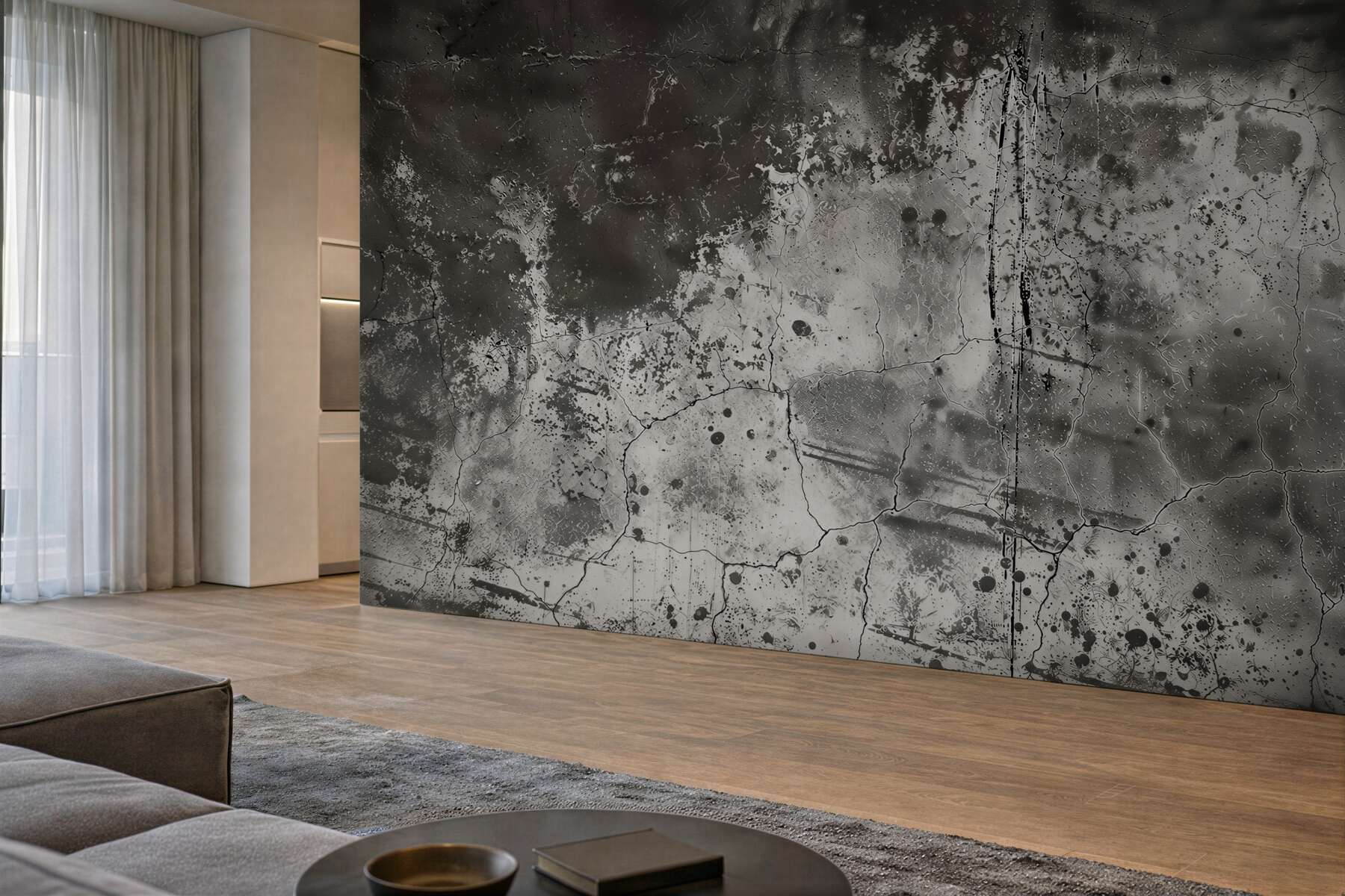 Papier peint mur gris écaillé